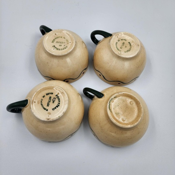 Metlox Poppytrail Green Rooster Flat Cups California 4 cups only - Picture 6 of 6